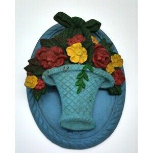 Antique 1920s Cast Iron Door Knocker Flower Basket Hubley Vintage Metal